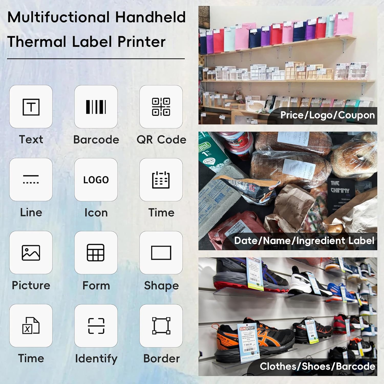 L9 Label Maker, 3 Inch Thermal Printer Support 25-80mm Width Label, Bluetooth Portable Label Maker Machine with Tape with 1 Roll 70x40mm Labels for Product, Address, Clothing, Barcode & Small Business