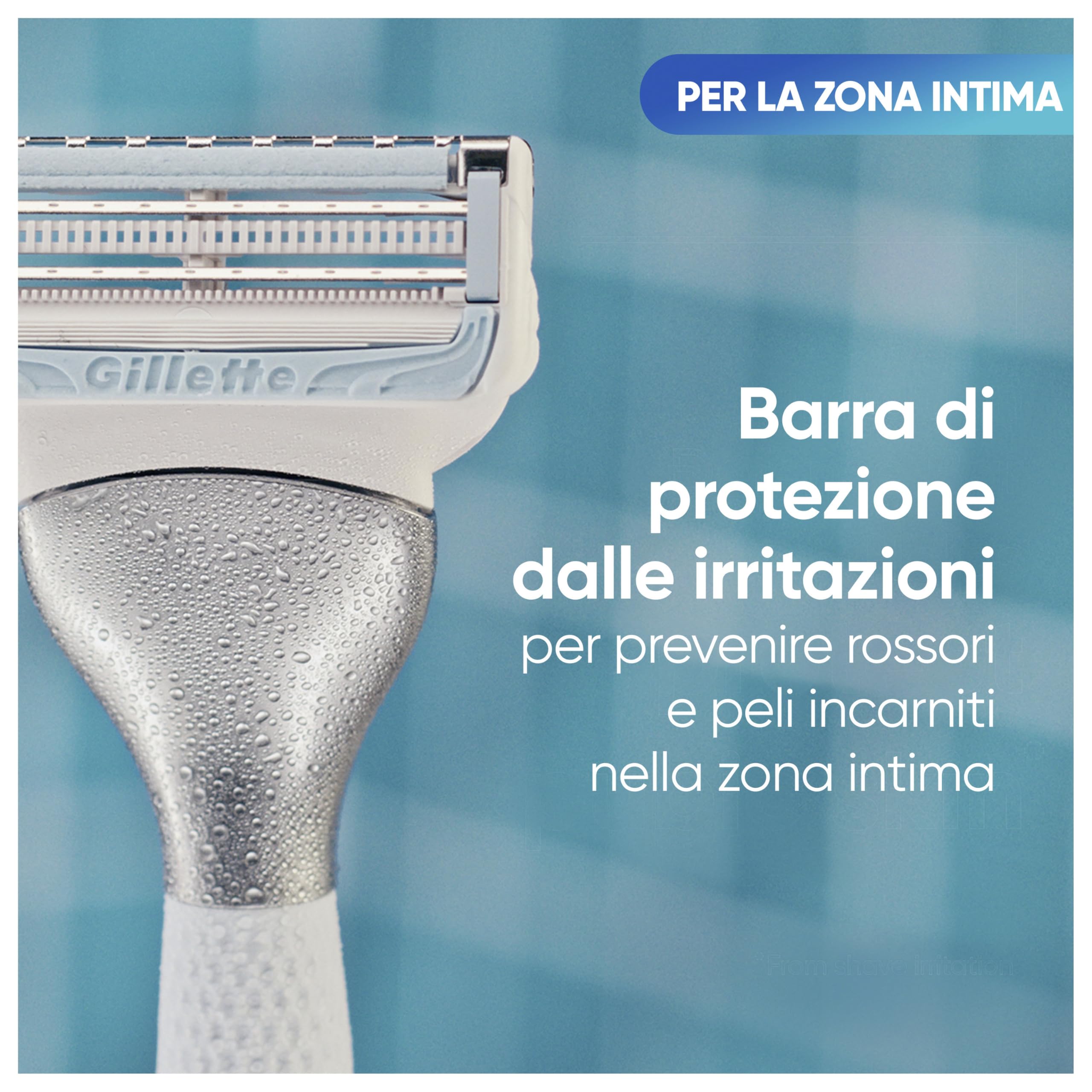 Gillette Venus, Rasoio per Peli e Pelle della Zona Intima + 2 Confezione di Lamette di Ricambio, Rasoio Parti Intime Donna, Lamette Donna Gillette Venus Ricariche
