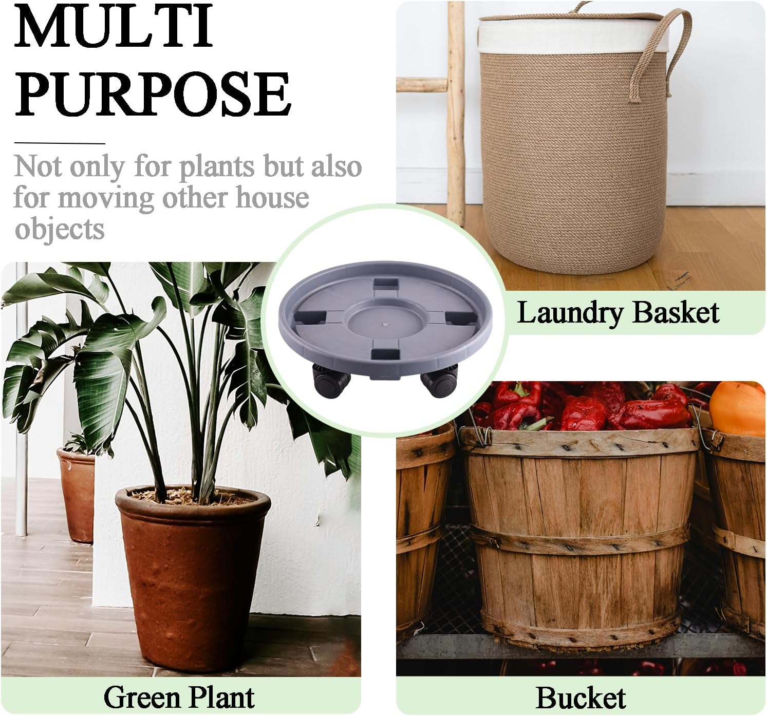 Rolling Plant Stand with Wheels 3 Pack 13 Inch Plant Caddy with Wheels Heavy Duty Plant Dolly Roller Base with Wheels Round Flower Pot Rack Holder Planter Trolley Tray, Grey