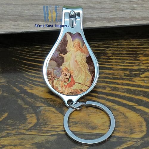 Miniatura 3 de 12 llaveros de bautismo de ángel de la guarda con cortaúñas y abridor de fiestas, recuerdos de bautizo/regalo para invitados/bautizo, plateado