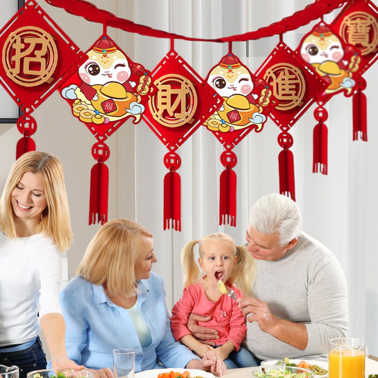 Amazon.co.jp: 中国の旧正月ガーランド、2025年ハッピー中国の旧正月