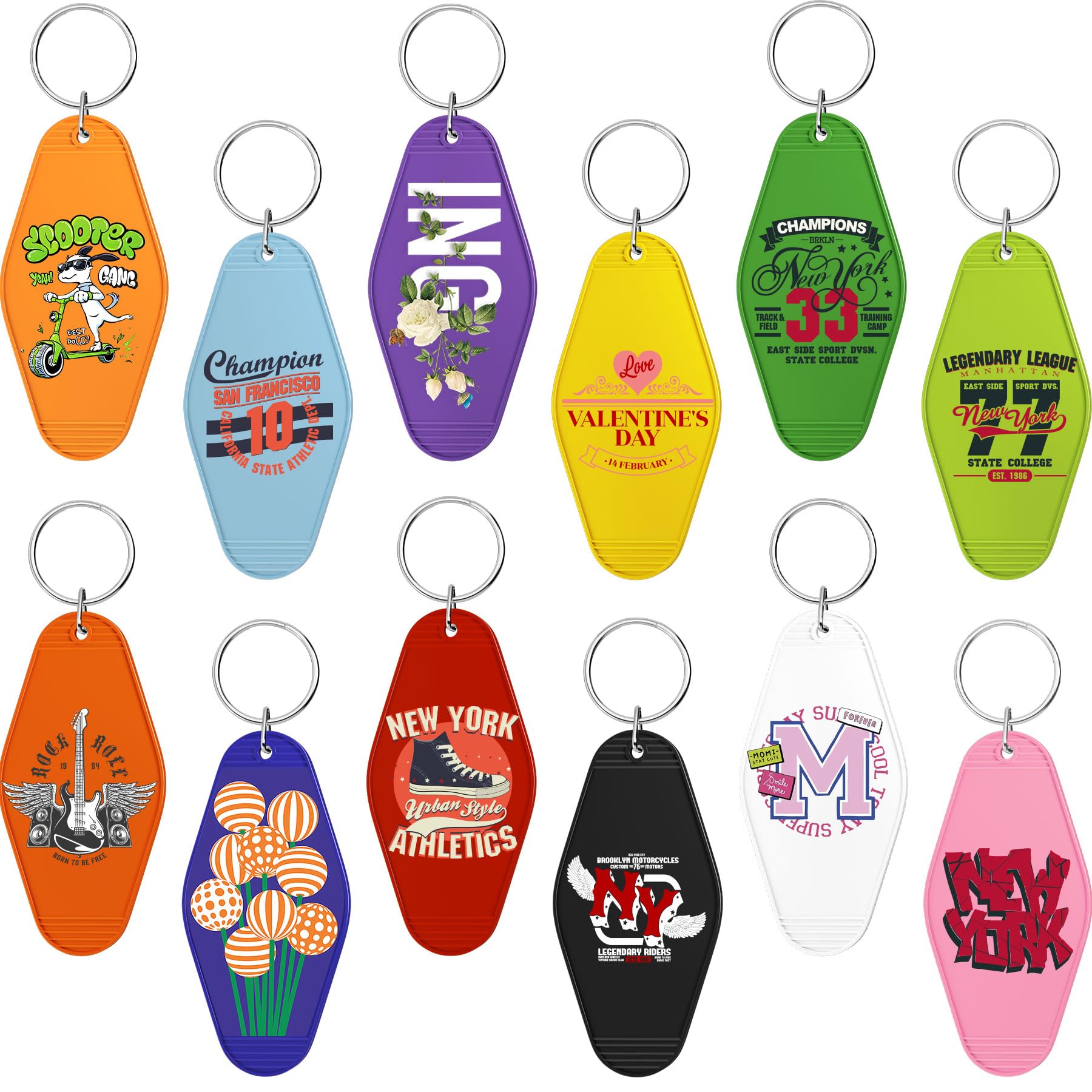 Sowlybolsuner Custom Hotel Motel Keychain, 30PCS Customized Double-Sided Keychain Color Printing Personalized Picture Key Tag