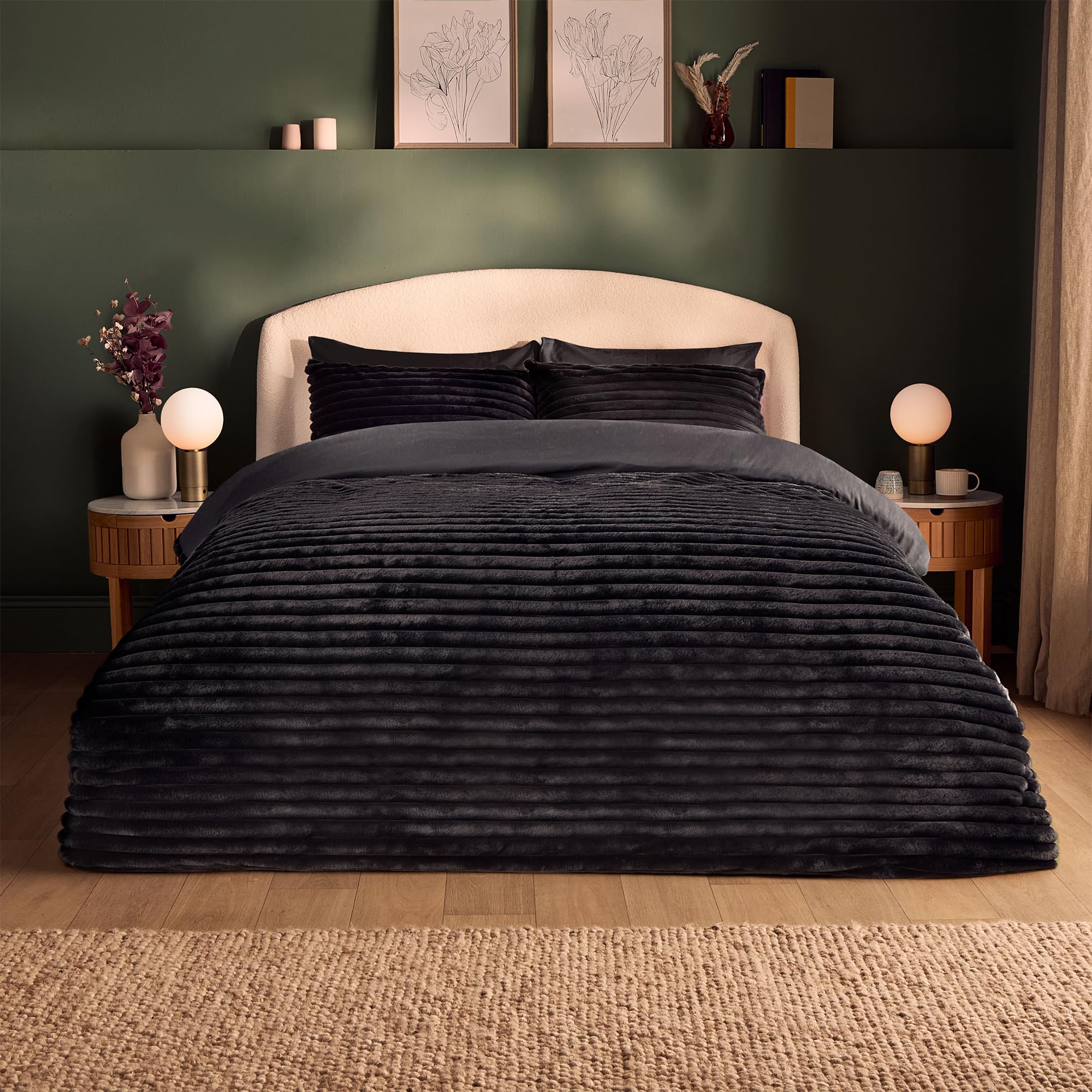 Silentnight Ribbed Faux Fur Duvet Cover Set