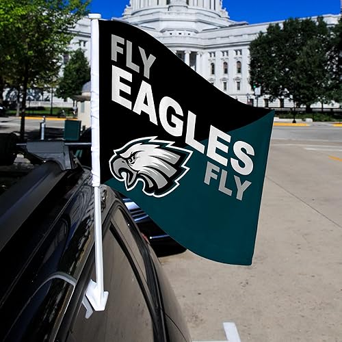 Vista 10 de Rico Industries NFL Double Sided Car Flag - 16" x 19" - Strong Pole That Hooks onto Car/Truck/Automobile