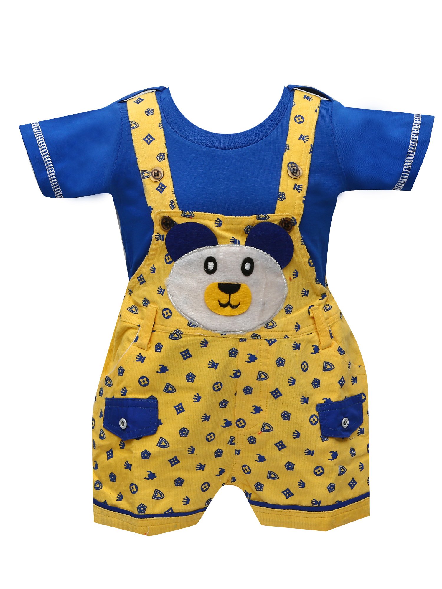 Balloons Unisex Baby Romper Cotton-Dungaree Set (Yellow, 12-18 Months)