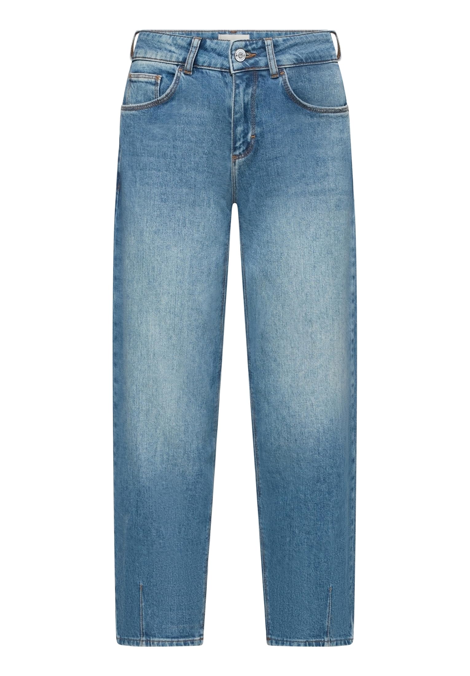 Cartoon Damen Used Look-Jeans mit Waschung