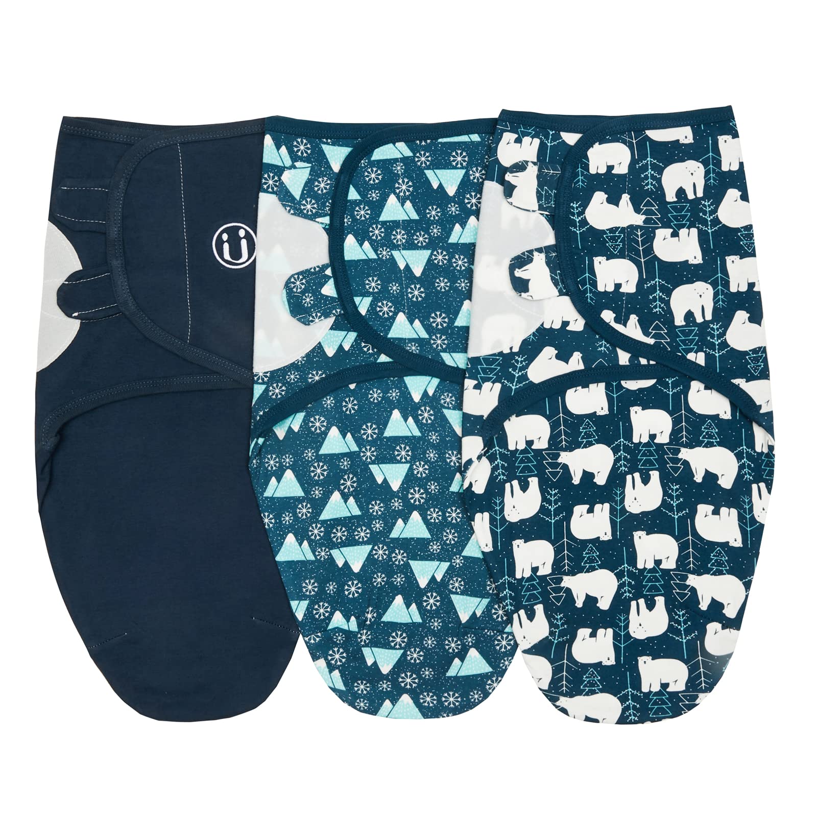 insular Baby Swaddle Wrap, Swaddle Blanket for Newborn and Infant, Adjustable Swaddling Set for Boy and Girl, Soft Cotton Baby Sleep Sack 3 Pack, Bear