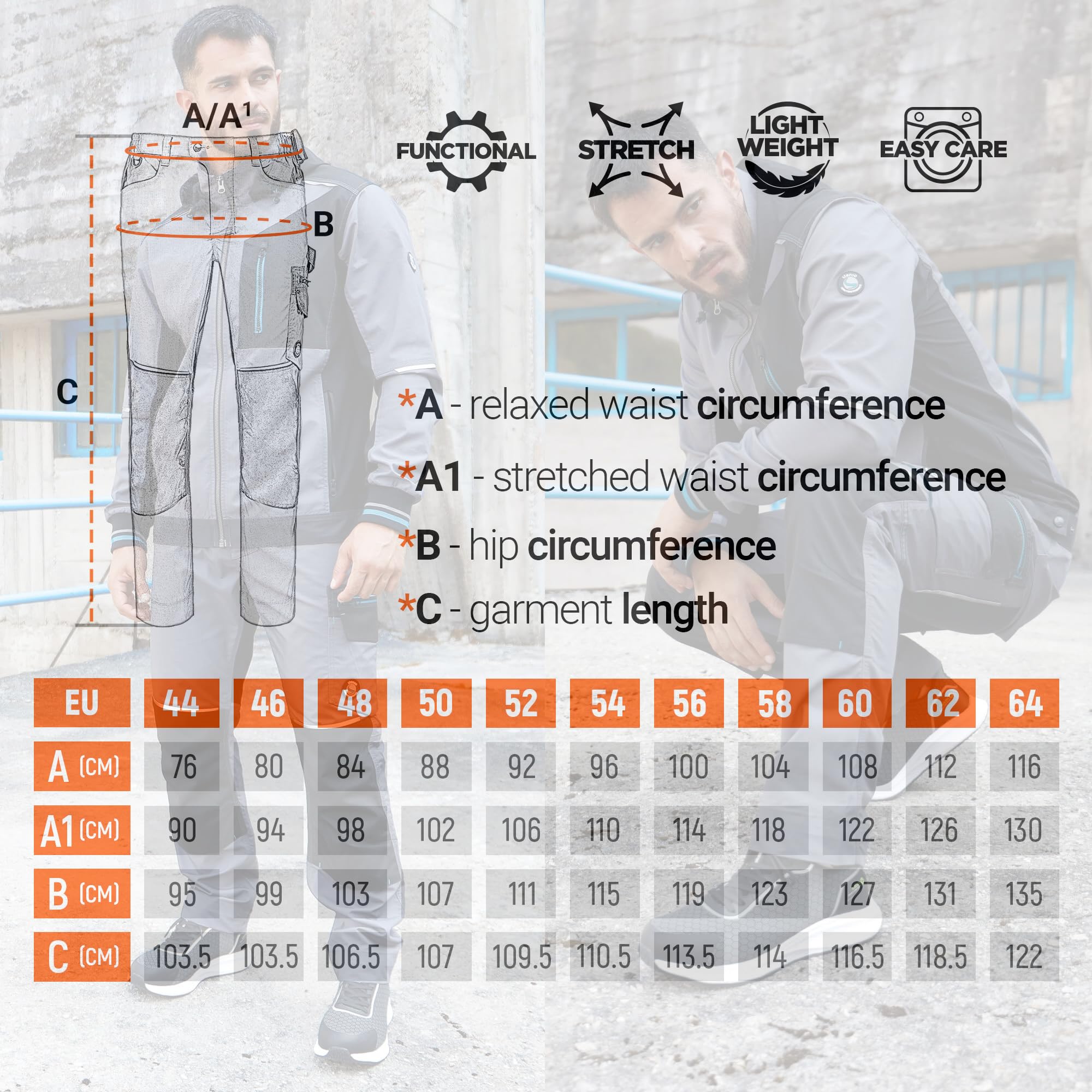Revolt Ripstop Pantaloni da Lavoro Uomo Elasticizzati - Pantaloni da Lavoro Uomo Stretch con Spandex