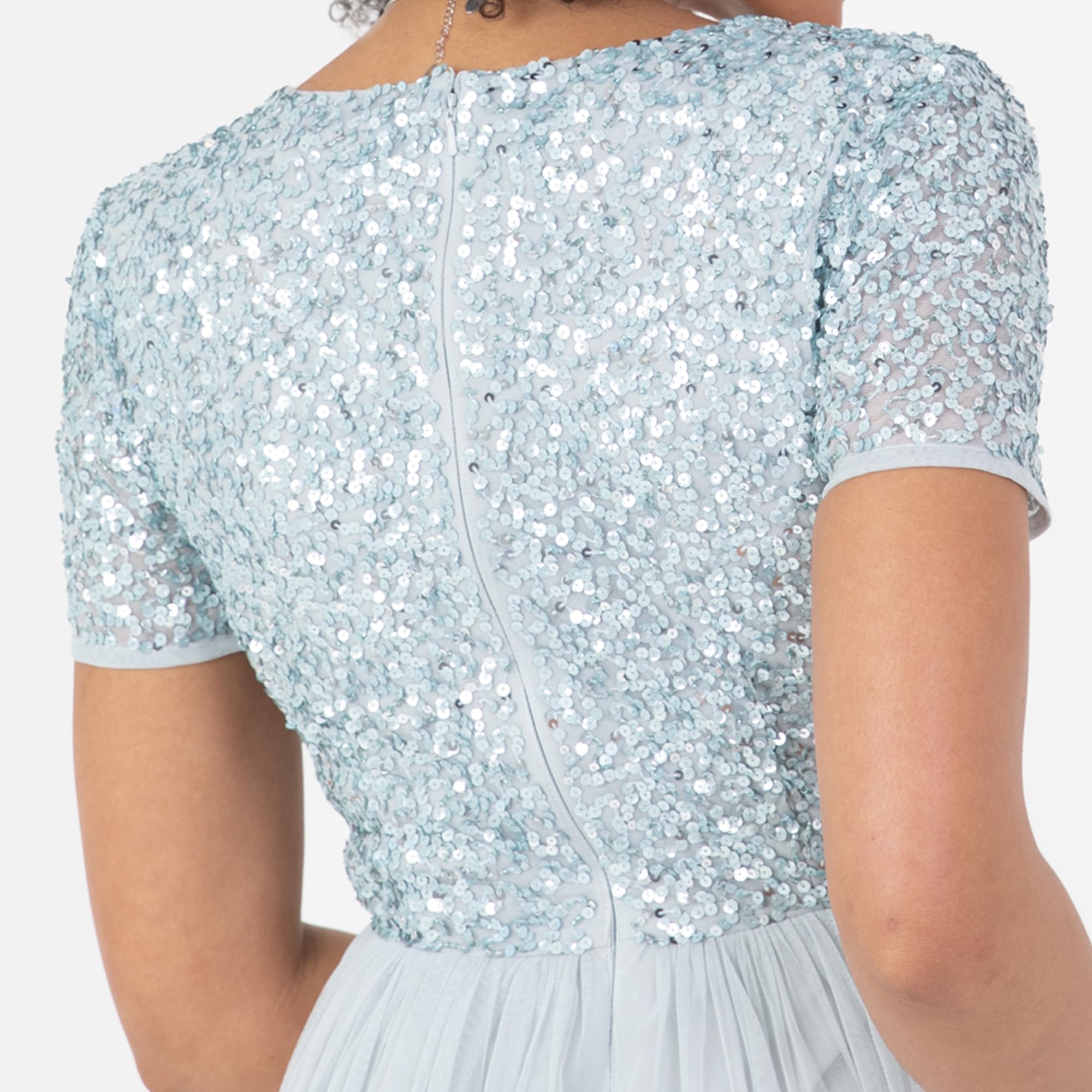 Damen Maya Deluxe Robe de Soirée Midi Ornée D'un Col en V À Manches Courtes Pour Bal de Fin D'année – Bild 5