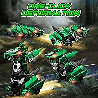 Vista 2 de Coches de control remoto de dinosaurio, robot transformador de auto de control remoto de 2.4 GHz con luz intermitente, rotación de 360°, un botón