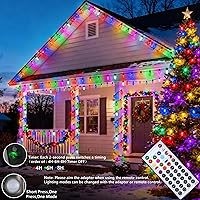 Vista 4 de Joomer St. Patrick's Day Green String Lights, 65FT 100 LED C9 Color Changing RGB Xmas Tree Lights Connectable Remote Control Waterproof Plug in