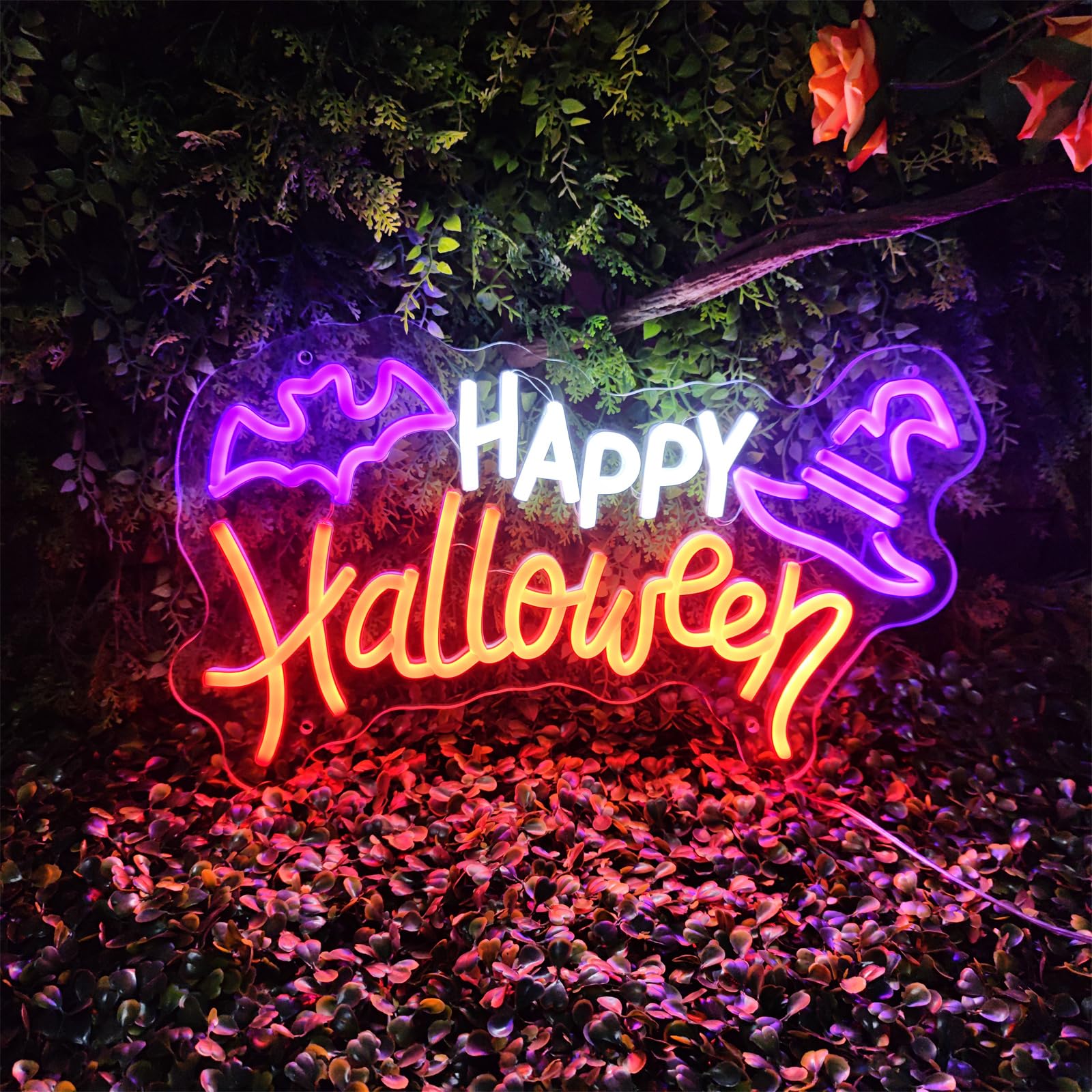 ハロウィン ネオンライト　Halloween　LEDネオン　オーダーメイド Happy Halloween Neon Signs for Wall Decor,19.7 * 12 inches
