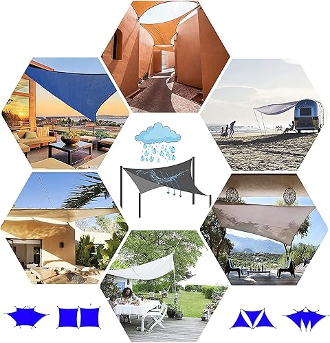 Miniatura 7 de Vela de sombra rectangular de 9 x 18 pies, toldo vela impermeable protección solar rayos UV para jardín, patio, terraza, balcón, exteriores, vela