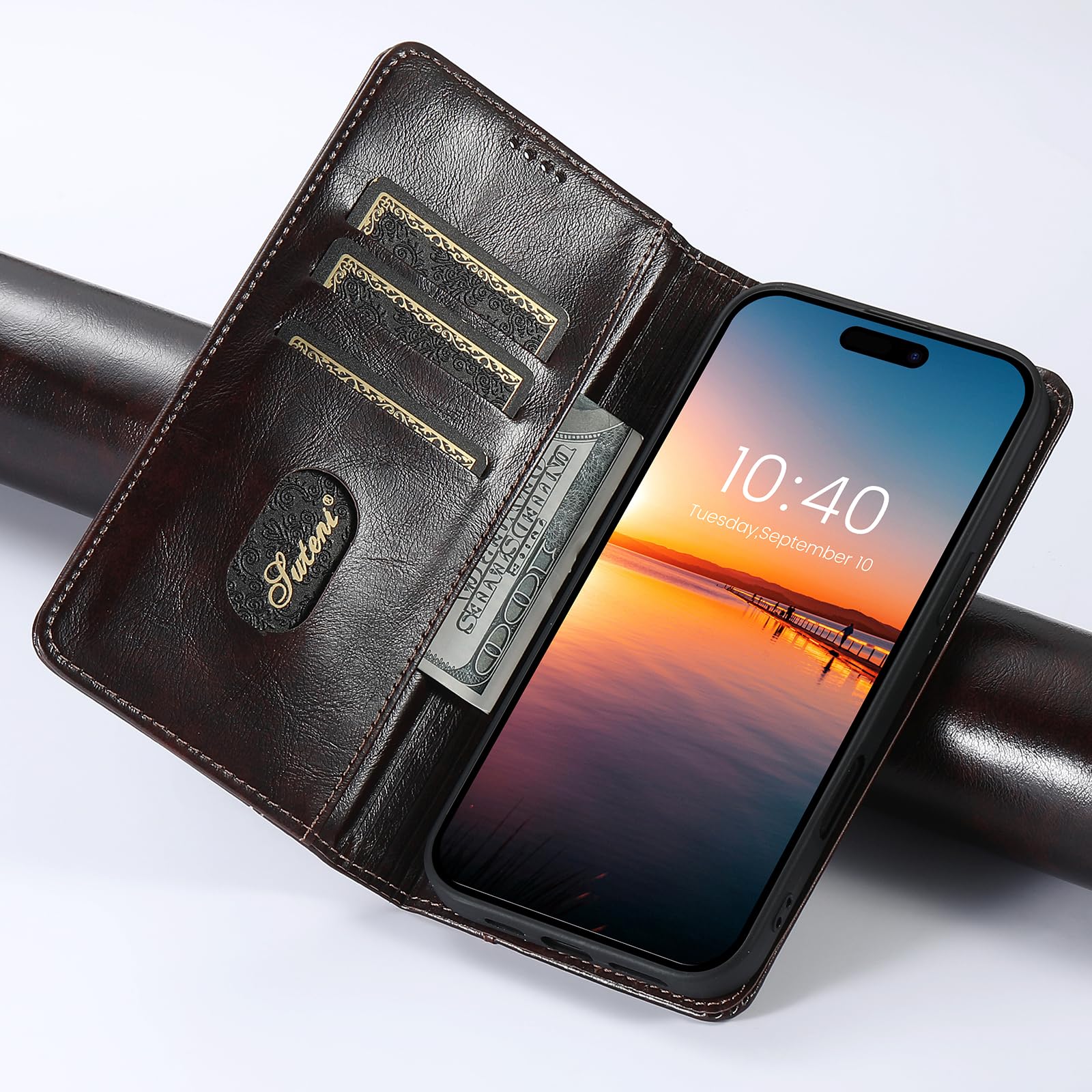 SINIANL Compatible with iPhone 16 Pro Max Wallet Case, for iPhone 16 Pro Max Case Wallet with Magnetic Kickstand Credit Card Holder Leather Folio Case Flip Cover for iPhone 16 Pro Max Brown