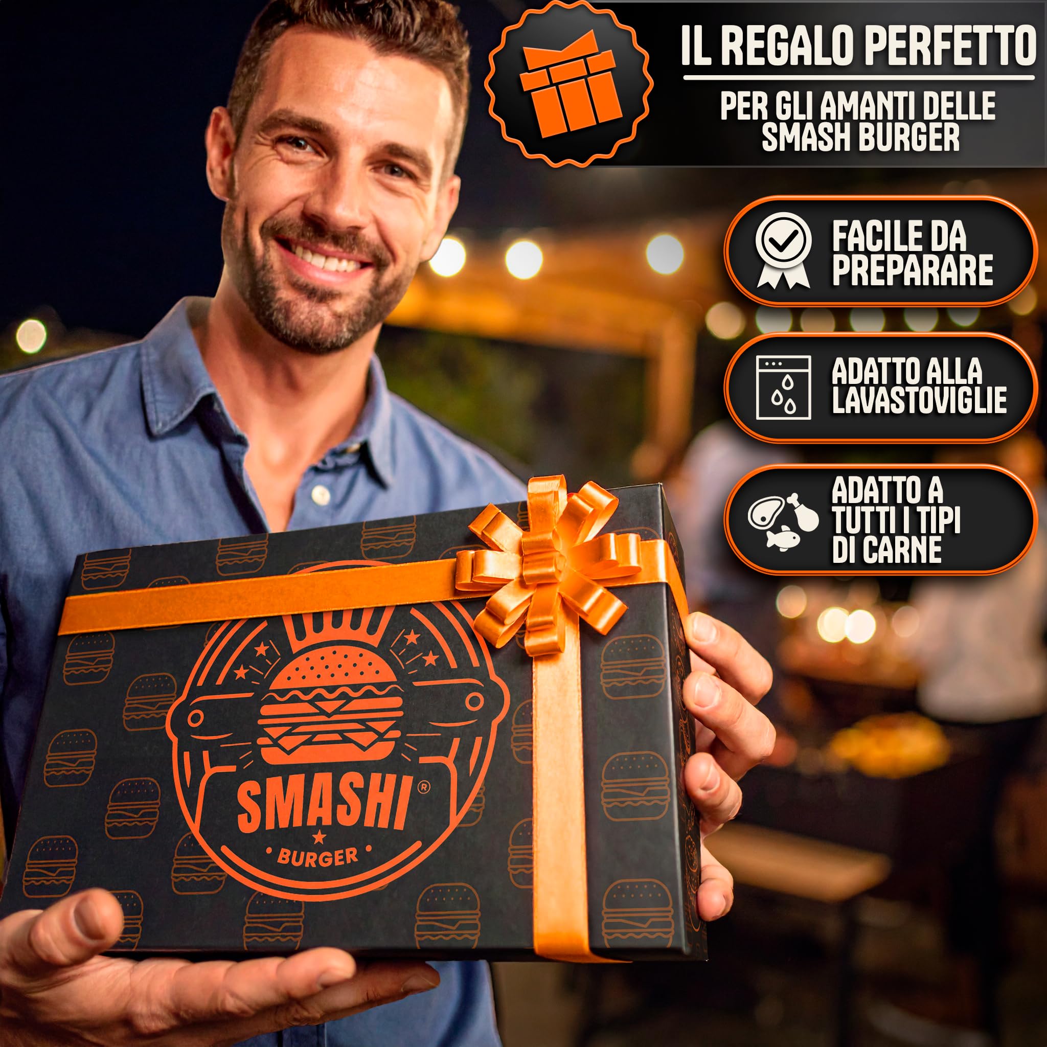 SMASHI® Kit Smash Burger Professionale – Pressa Hamburger in Acciaio Inox 304 Certificato EU | Espátola, Pressa, 50 Fogli Antiaderenti | Il Kit Autentico per Smash Burger