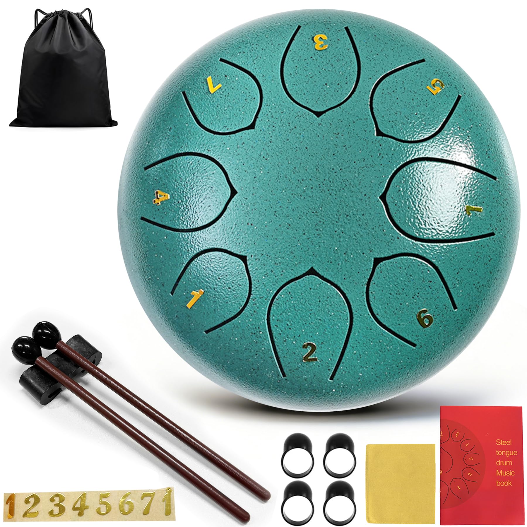 Rain Drum,8 Noten 6 Zoll,Chakra Lluvia Drum,Stahlzungentdrmmel Regen,Rain Music Drum,Rain Drum Outdoor,Rain Drum Garten,Handpan mit Schlägel,Percussion Instrumente (8-Ton 6-Zoll)