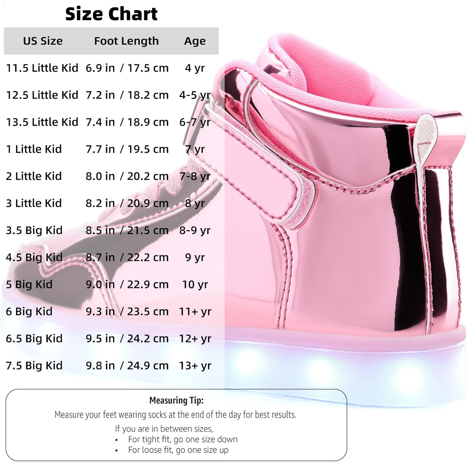 APTESOL Kids LED Light Up Shoes, USB Rechargeable High-Top Sneakers, Lightweight Breathable Cool Glowing Luminous Shoes for Christmas Party Halloween Back-to-School Gifts - Image 6