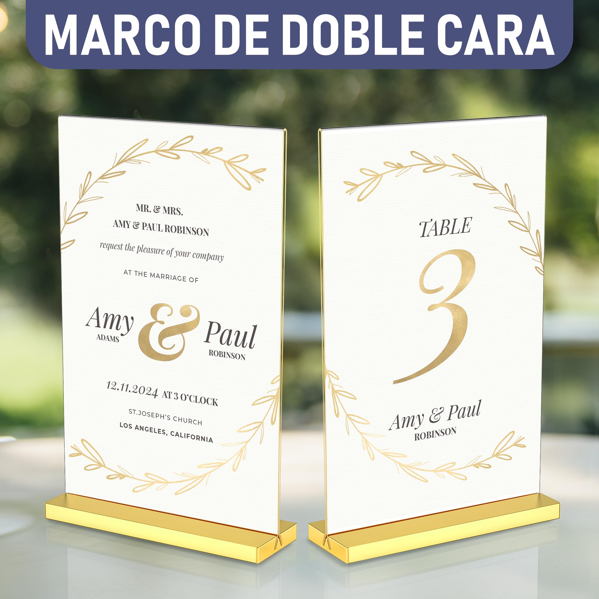 Elegantes Juego de 6 Marcos de Acrílico Dorado A6, Deslumbrantes Exhibiciones Fotográficas, Mejora la Ambiencia de tu Evento con Exquisitos Portanúmeros de Mesa Dorados, Porta Señales Dorados