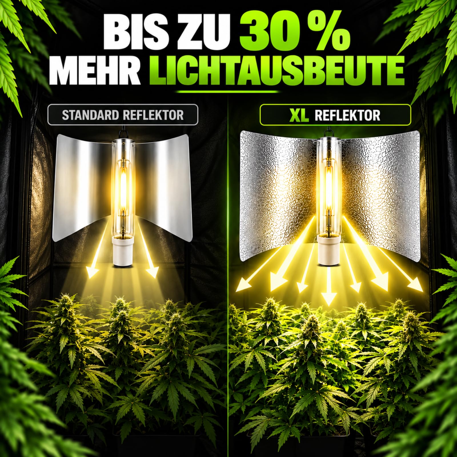 Weedness XL Crecimiento Reflector Lámpara 55x60 cm con E40 Casquillo para NDL y MHL Iluminación - Lámpara de Plantas Crecimiento Interior Lámpara de Vapor de Sodio