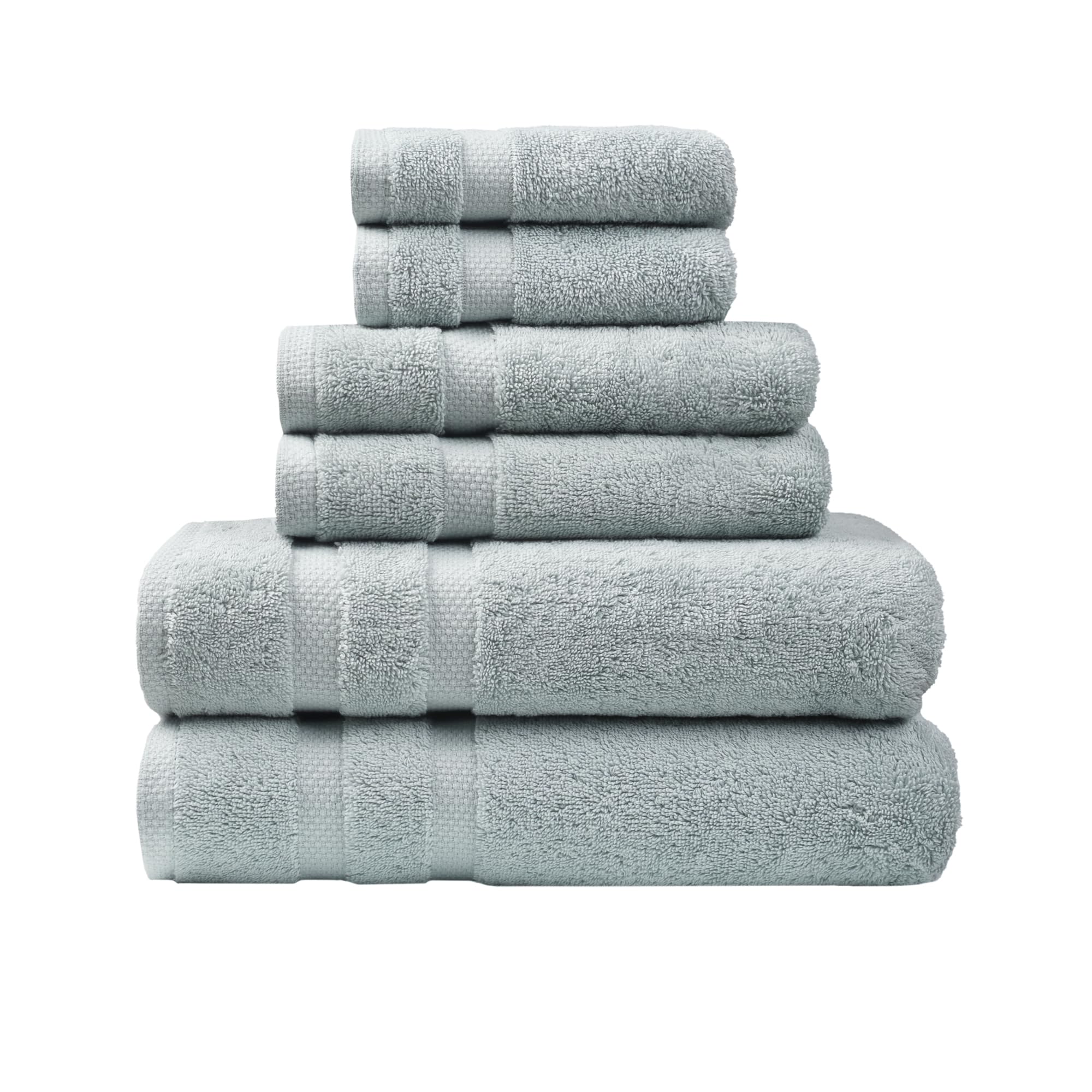 SOFE H&L | Olea Luxury Turkish Cotton Bath Towels Set of 6 : 2 Bath Towels 2 Hand Towels 2 Wash Cloths, Light Blue | Thick, Premium, Soft, Durable,