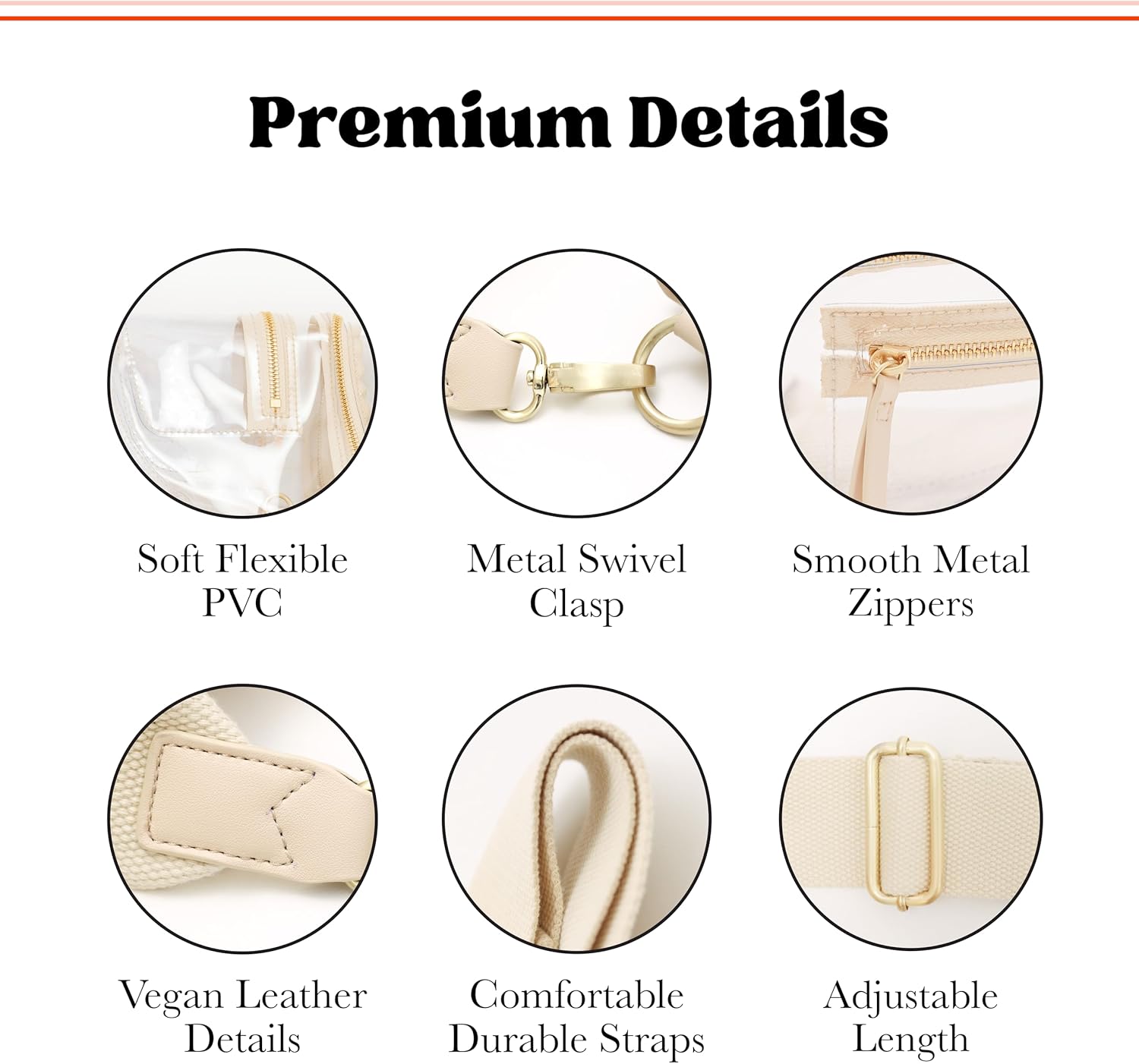 Clear Fanny Pack for Women- Fashionable Clear Bag for Stadium Events w/Privacy Pouch - Lightweight See-Through Bag - Stadium Approved Portable Belt Bags for Events