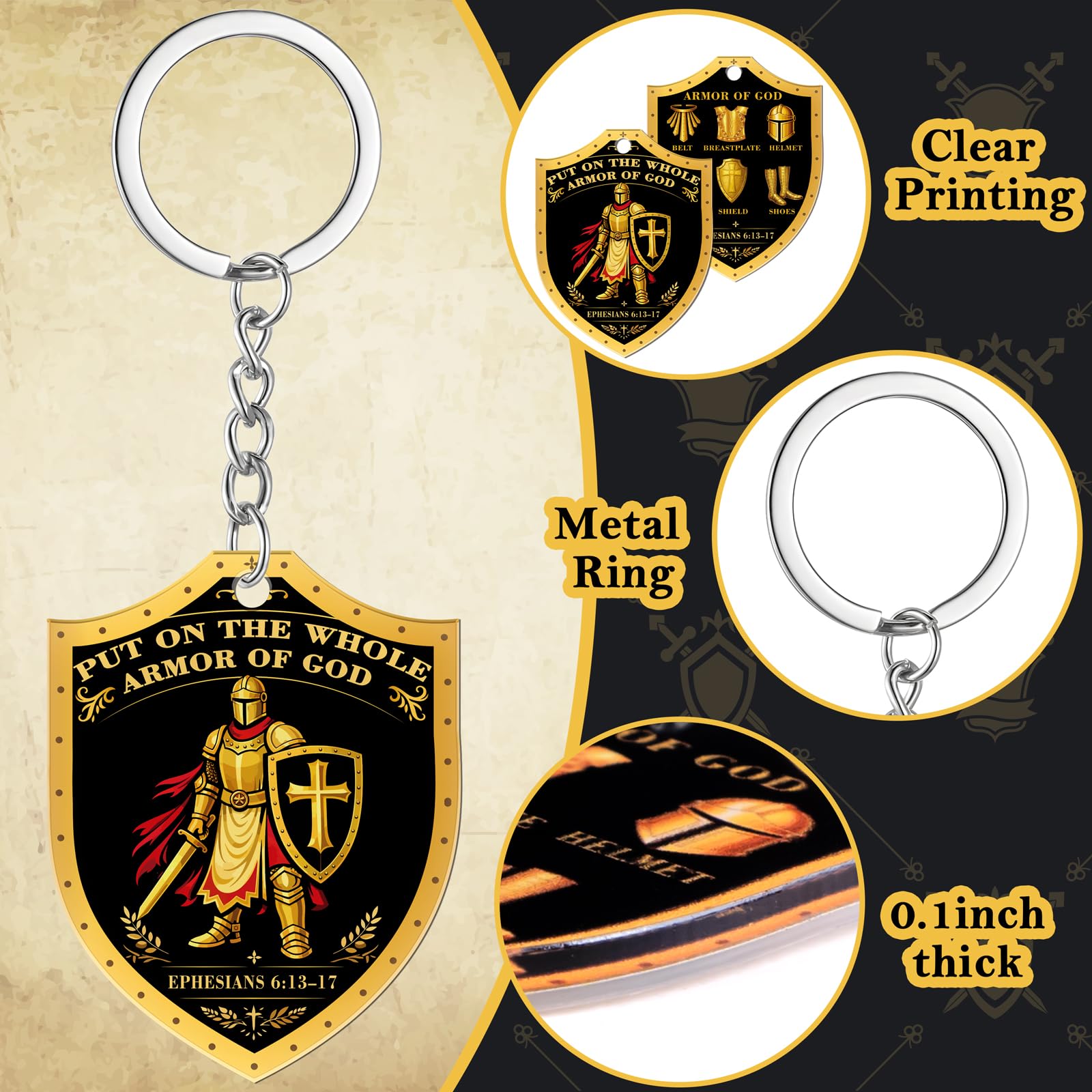 50PCS Christian Keychain Gifts for Men plus 50 Cards Transparent Bags Religious Key Chain Bulk Father's Day Party Gift Supplies