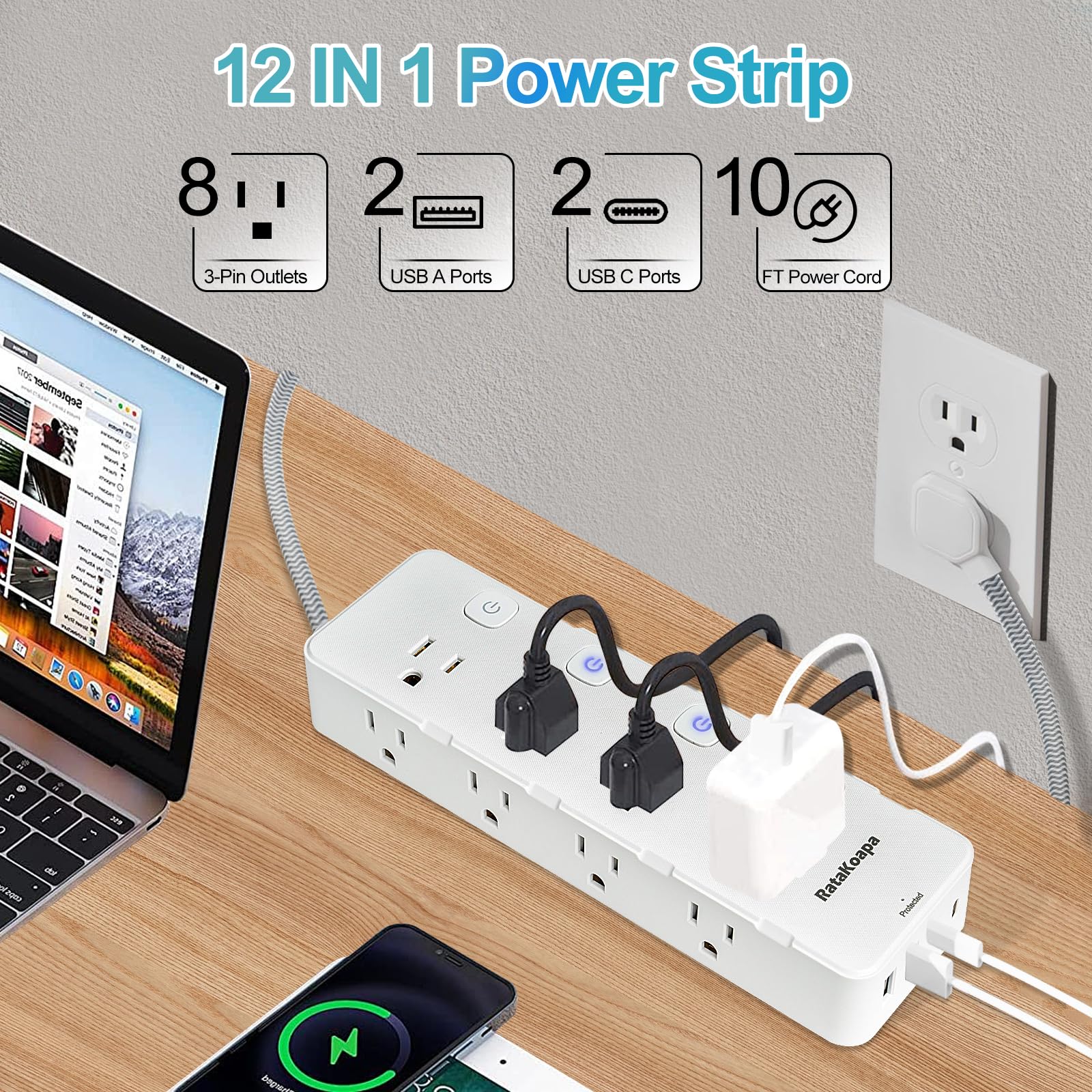 Brennenstuhl Alu-Office-Line 4-Way Aluminium Power Strip for Desk (Power Strip with Switch and 1.8 m Cable)