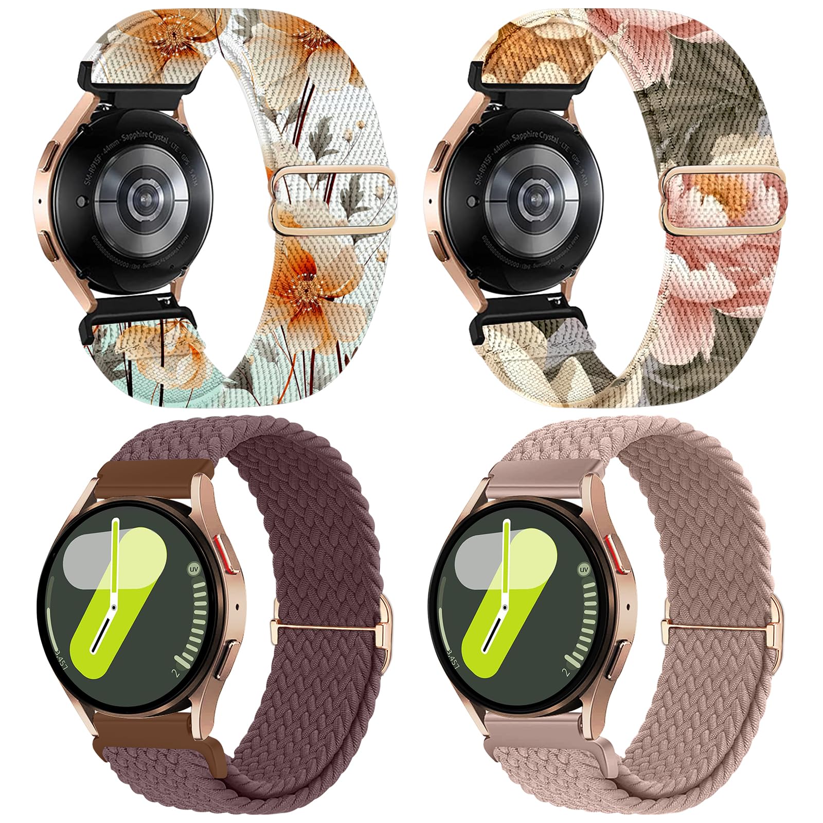chinbersky 20mm Nylon Geflochtenes Armband Kompatibel mit Samsung Galaxy Watch 4/5/6/7/FE 40mm 44mm Armband/Watch5 Pro/Watch 4&6 Classic/Active 2 40mm 44mm/Watch3 41mm/Gear Sport/Gear S2 Classic