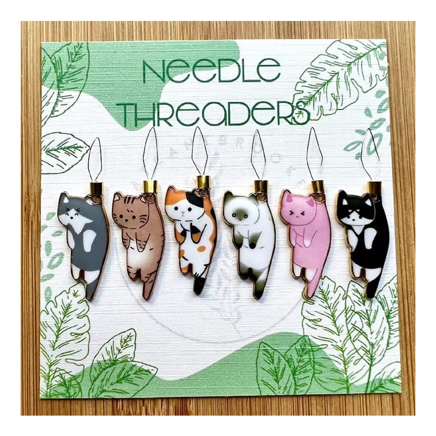 Cat Needle Threader,Funny Cat Needle Threaders with Magnetic Needle Minder (Mixed)