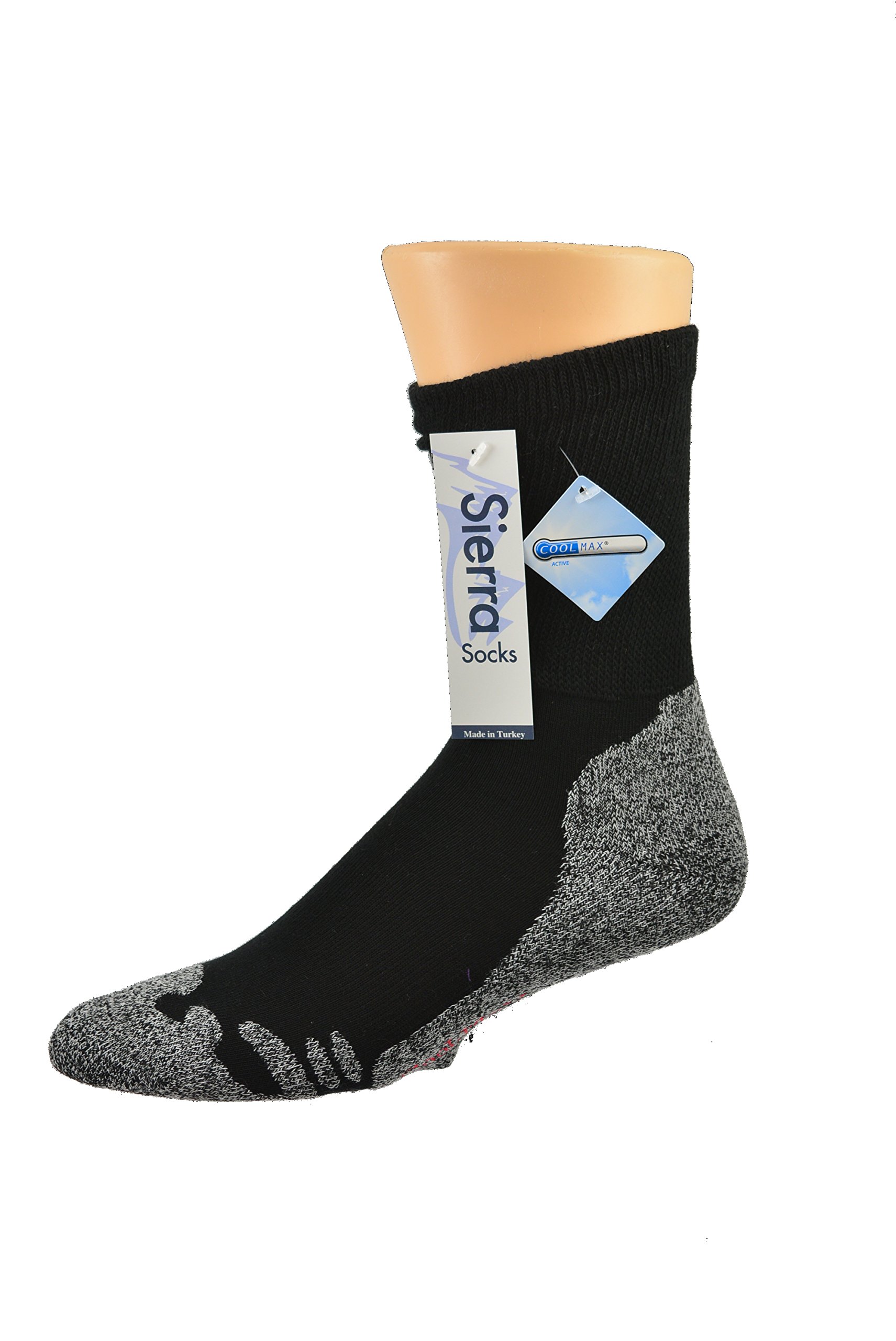 Sierra Socks Cool max Hiking Outdoor Moisture Management Crew Socks 2245 (S (5-8), Black)