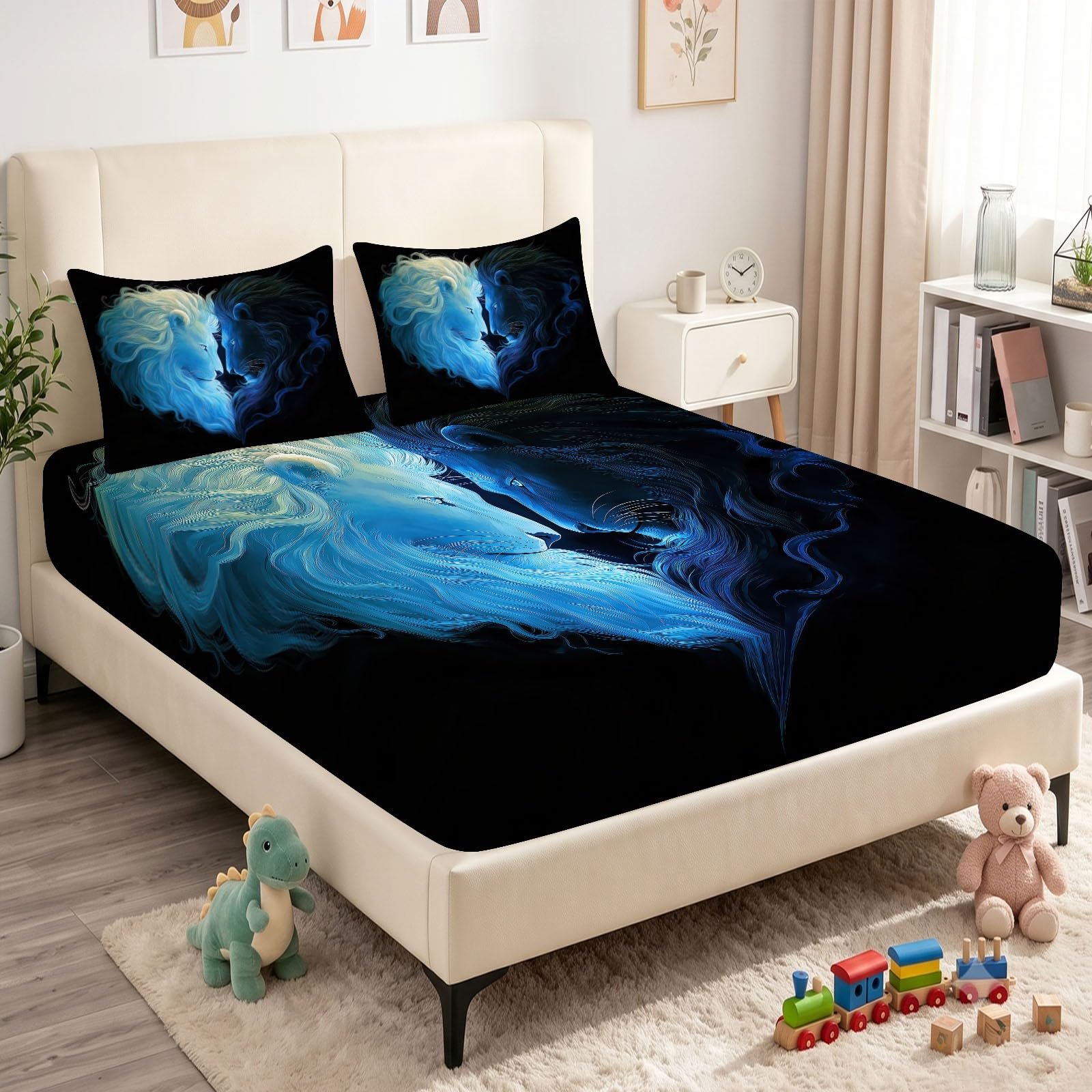 Juego de sábanas bajeras ajustables de 3 piezas, 90 x 200 cm, gradiente de color, de microfibra suave, con 2 fundas de almohada de 80 x 80 cm, colchones de hasta 30 cm
