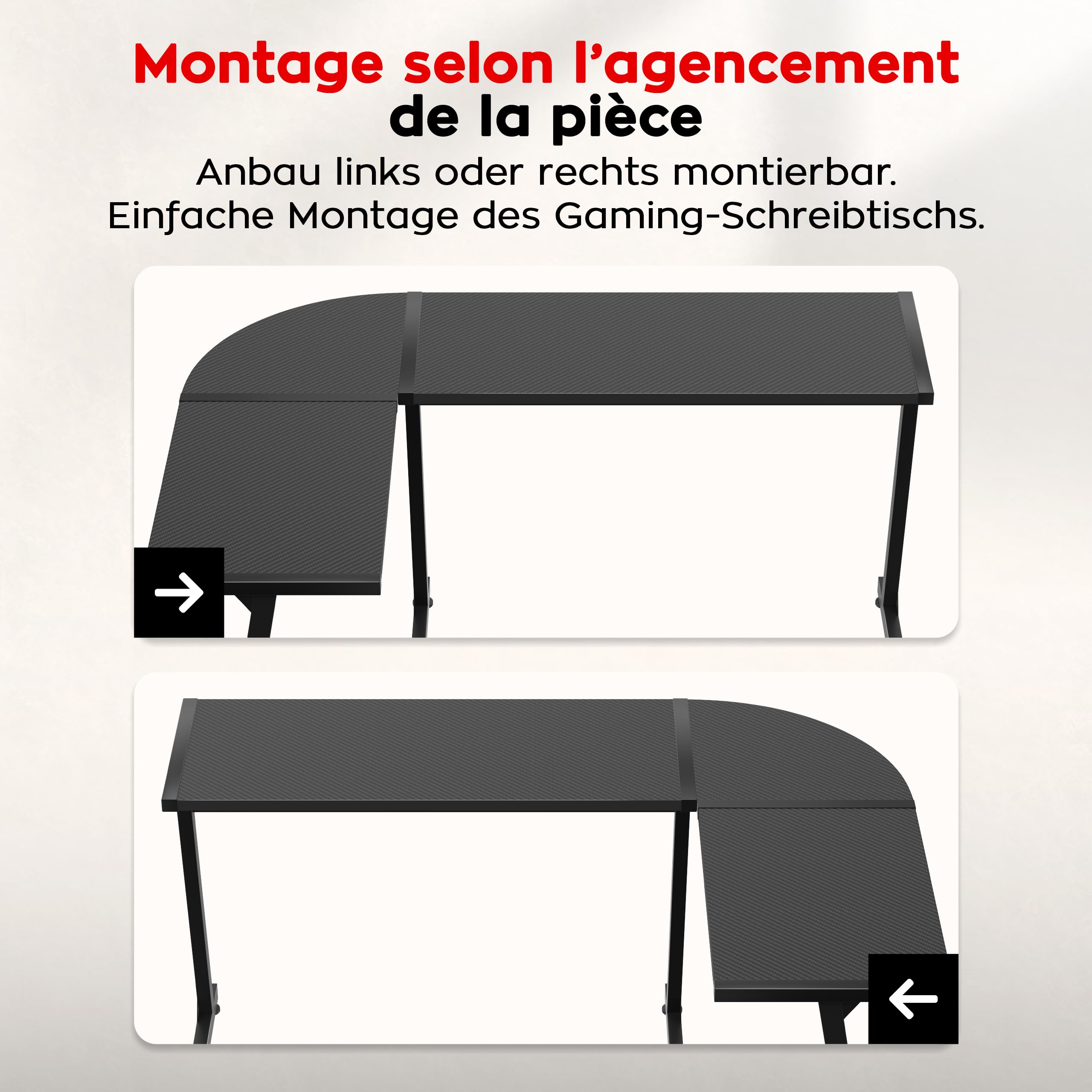huzaro Hero 6.0 Bureau d'angle en Forme de L, Poste Gamer, 147x112cm, Noir