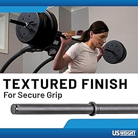 US Weight 3-Piece 54 x 1 Exercise Barbell Set - Includes 2 Spring Clips - 150lb Max Weight Rating - Perfect Workout Barbell for Home Gym or Travel