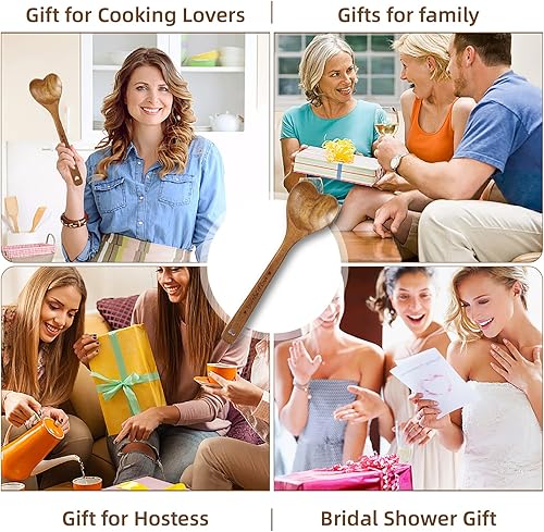 Miniatura 4 de Cucharas de madera con forma de corazón, cuchara de madera en forma de corazón, utensilios de cocina para cocinar con amor, regalos únicos para el