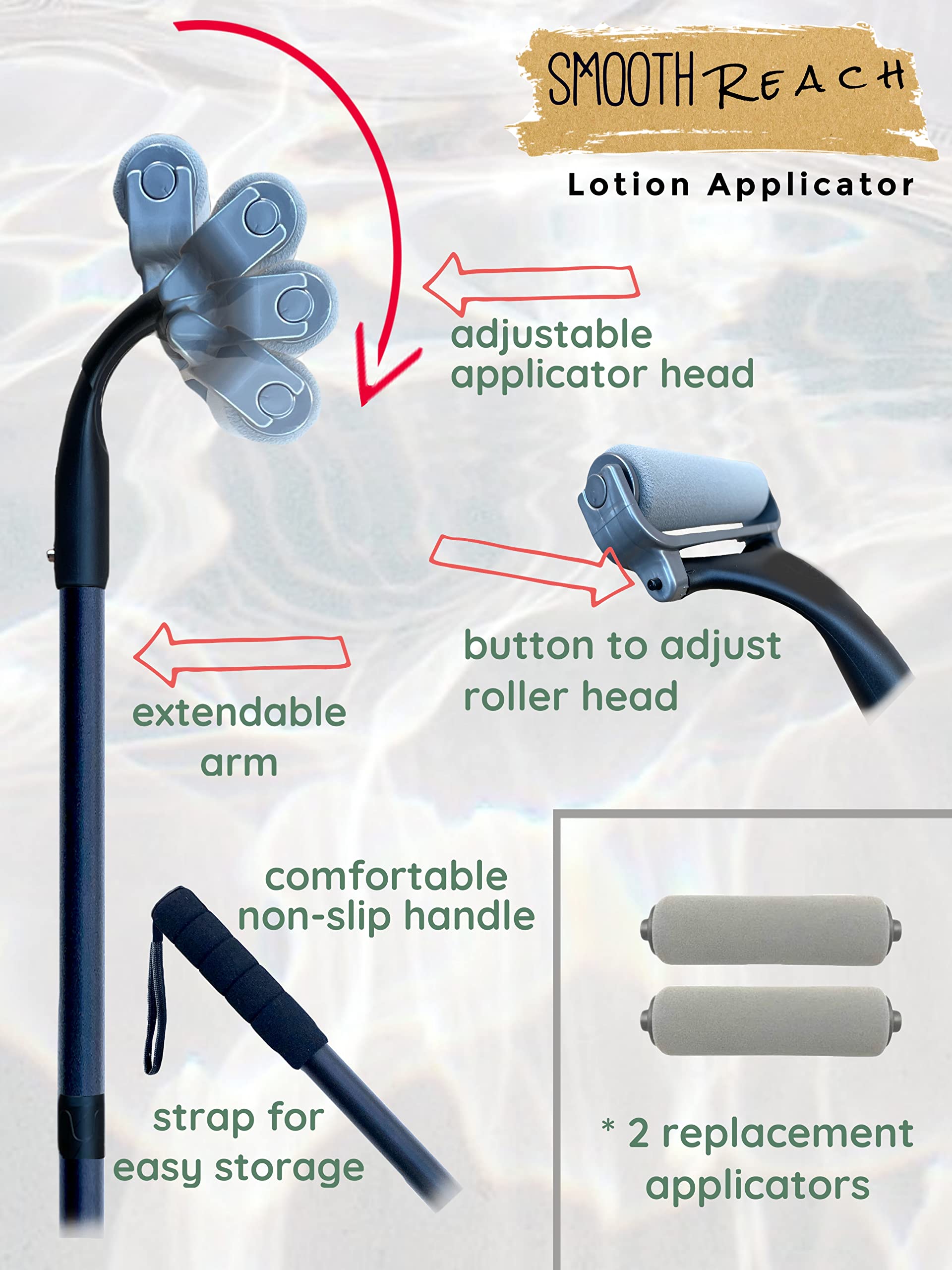 Buy Lotion Applicator for Back Legs and Body; Roller Sponge Brush Long