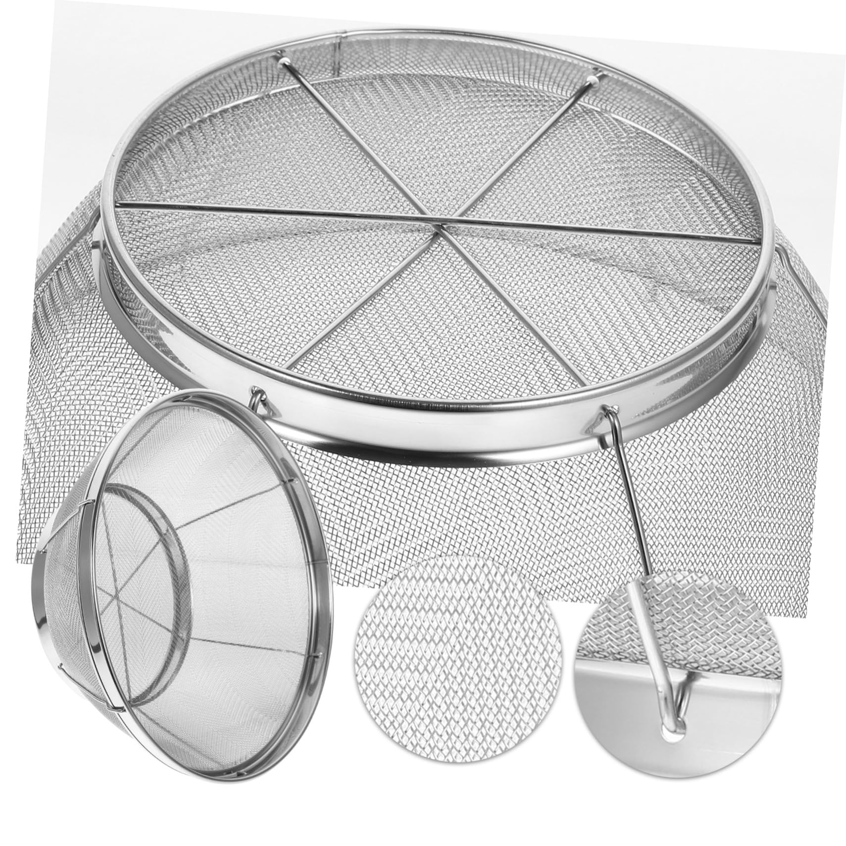 Anneome 4 Coladores de Malla Fina para Cocina Cuenco para Lavar Arroz Cesta de Drenaje de Acero Inoxidable.