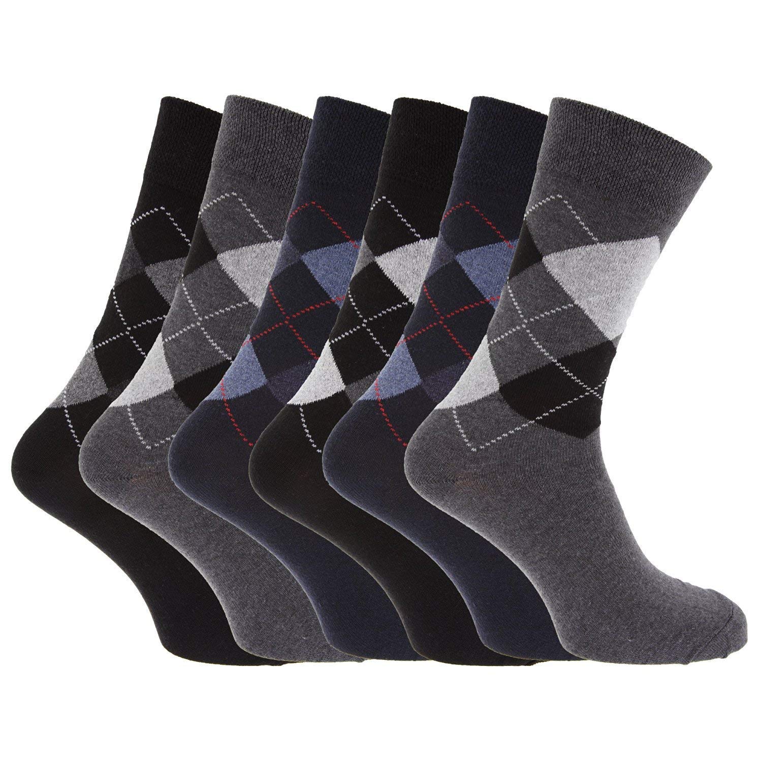 Men's Woollen Thick Terry Argyle Patterned Cushioned Angoora Formal Socks (Assorted, Free Size) -Pack of 3 Pairs-image-29