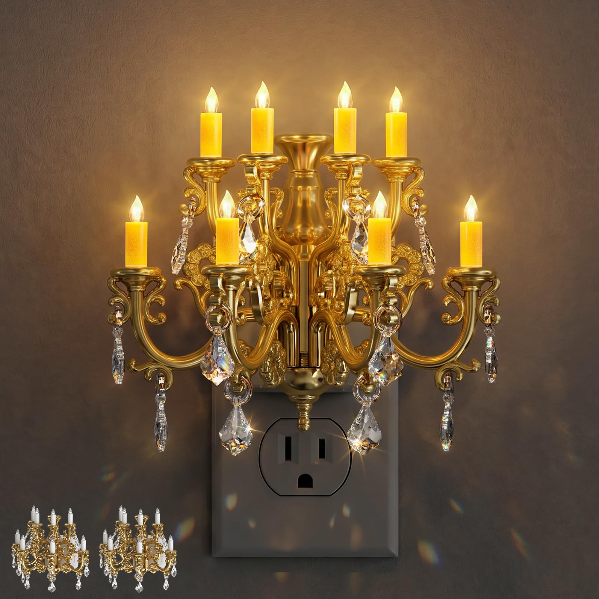 Briignite Night Lights Plug into Wall, Chandelier Night Light Dusk to Dawn