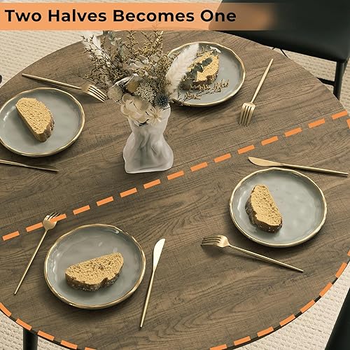 Miniatura 3 de VINGLI Juego de mesa de comedor redonda pequeña de 35.4 pulgadas para 4, mesa de comedor de cocina moderna con sillas tapizadas para el comedor del