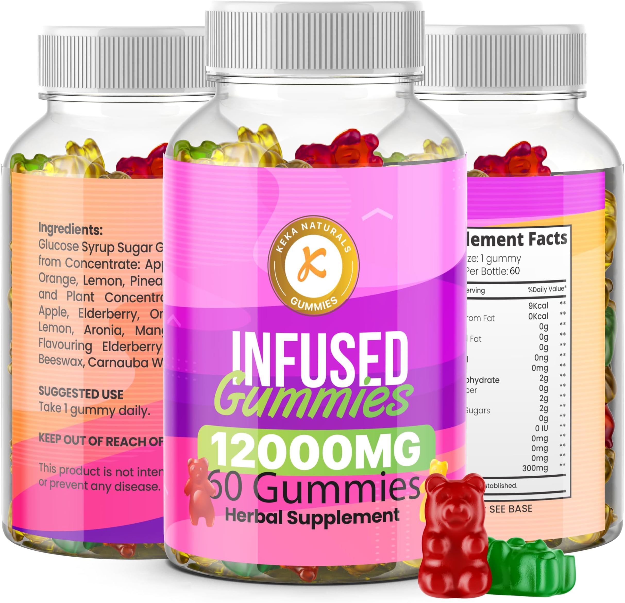 Premium Gummies | 12000mg | 60 Gummies | Max Strength | Made in UK