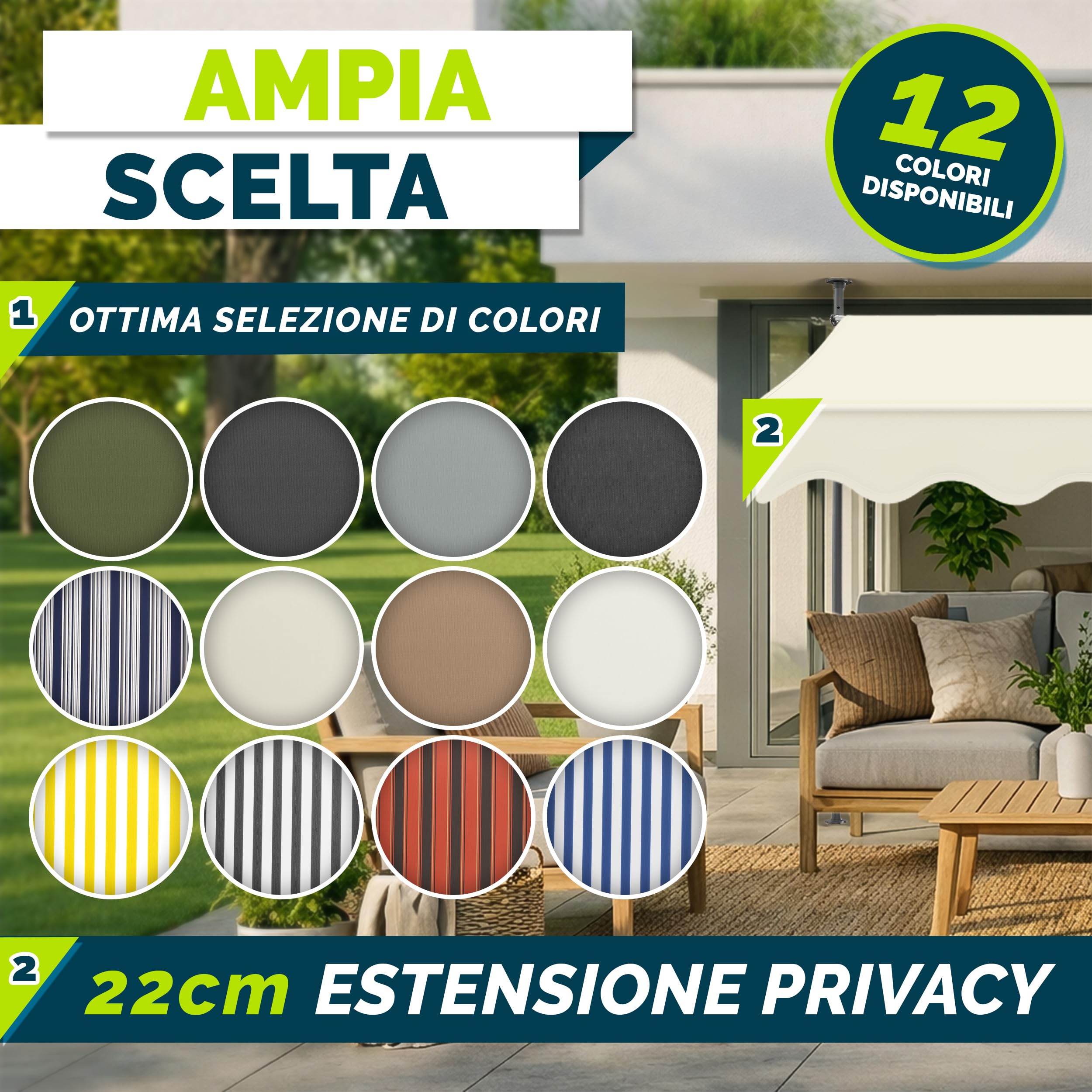 Tillvex Tenda da Sole a Bracci con Manovella 150cm Sabbia Protezione Balcone Regolabile Senza Forare UV