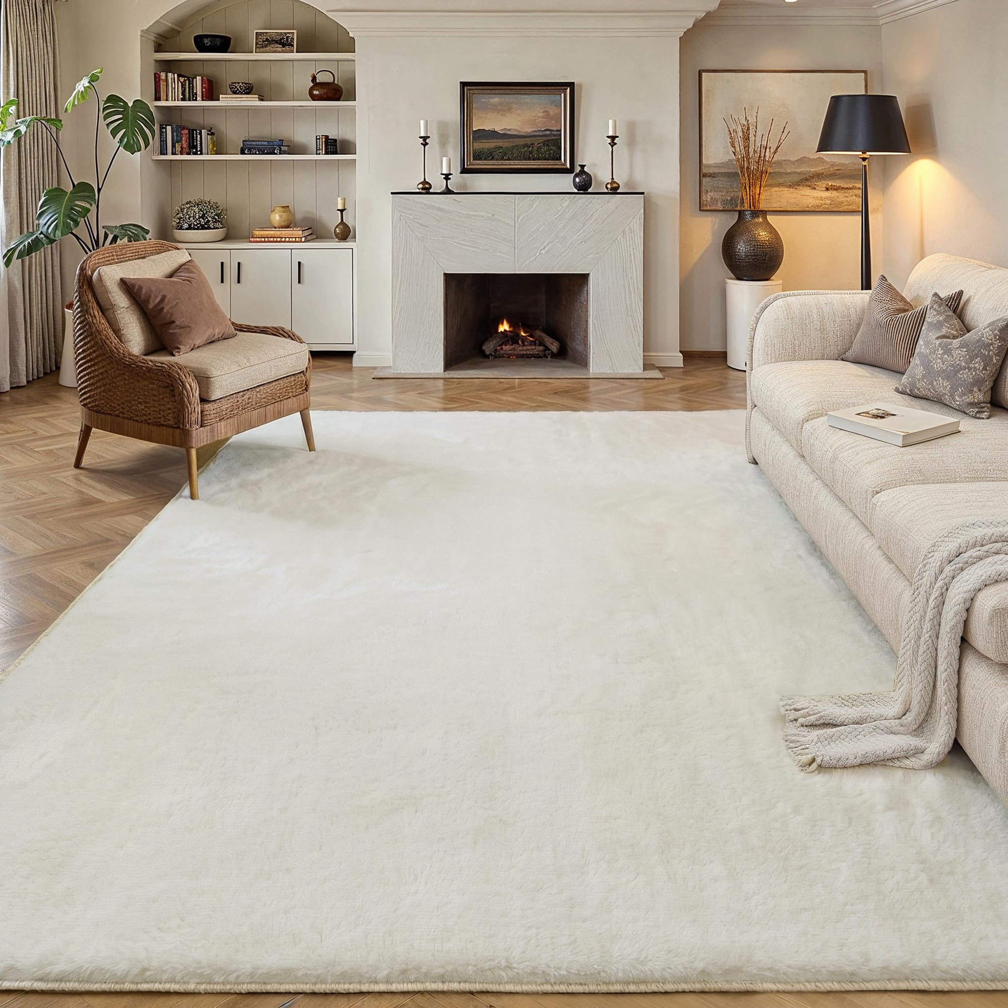 PureCozy Alfombra Salon 200x300cm Beige Alfombras Moderno Pelo Sintético Suave Habitacion Carpete Sala Comedor Dormitorio Pie Cama Oficina Grandes Decoración Carpet