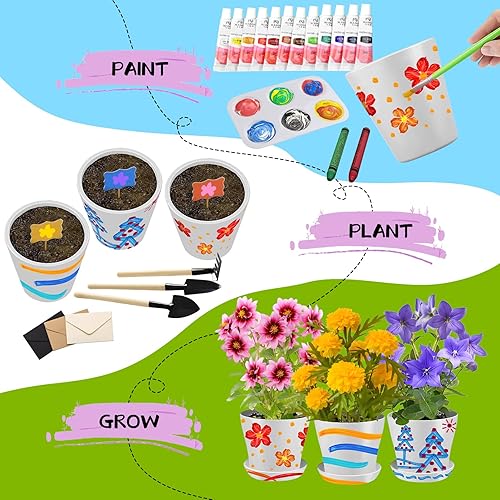 Miniatura 3 de Kit de jardinería infantil de pintura y plantas para niñas y niños, juguetes de jardín, flores, jardinería, regalo para niños, macetas de flores,
