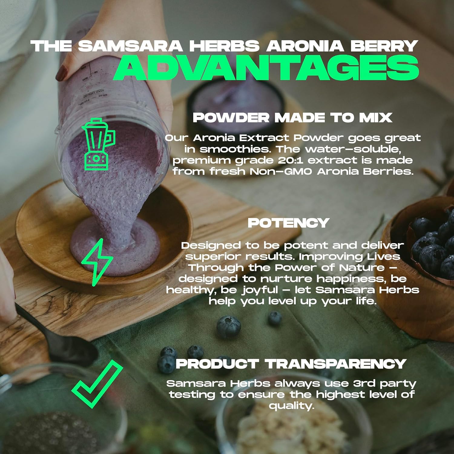 Samsara Herbs Aronia Berry 20:1 Extract Powder (4oz/114g) - Antioxidant, Flavonoids and Polyphenols Supplement - High ORAC - Native American Berry - Improved Wellbeing - Image 4