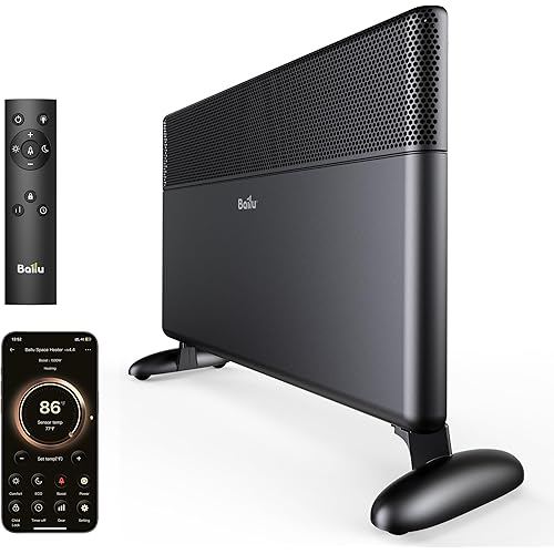 Ballu Convection Panel Heater,1500W Space Heater for Large Room Indoor use with Programmable Thermostat,WiFi App Control,Smart Quiet,Works with Alexa,Black