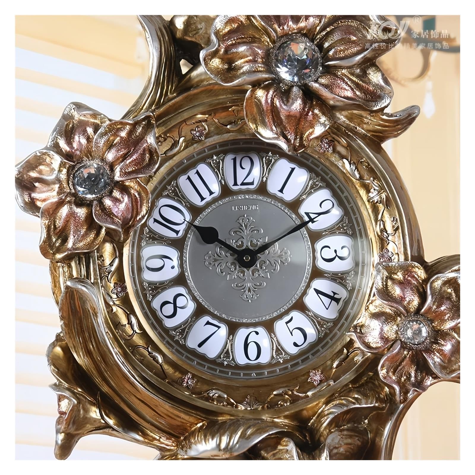 Reloj de Abuelo Reloj de Piso Cuarzo Silencioso Diseño Floral