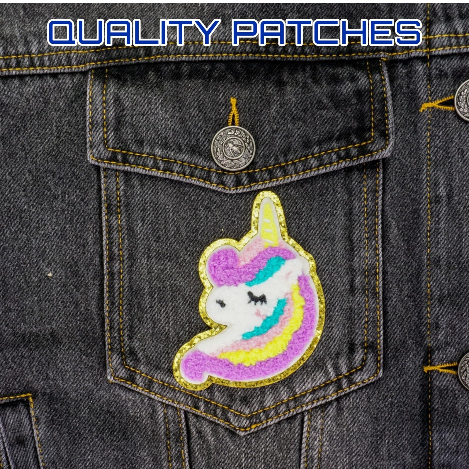 Parches termoadhesivos de unicornio, bonitos parches de chenilla, apliques bordados con purpurina, parches reparados para planchar para ropa, jeans, sombreros, mochilas, chaquetas, parches