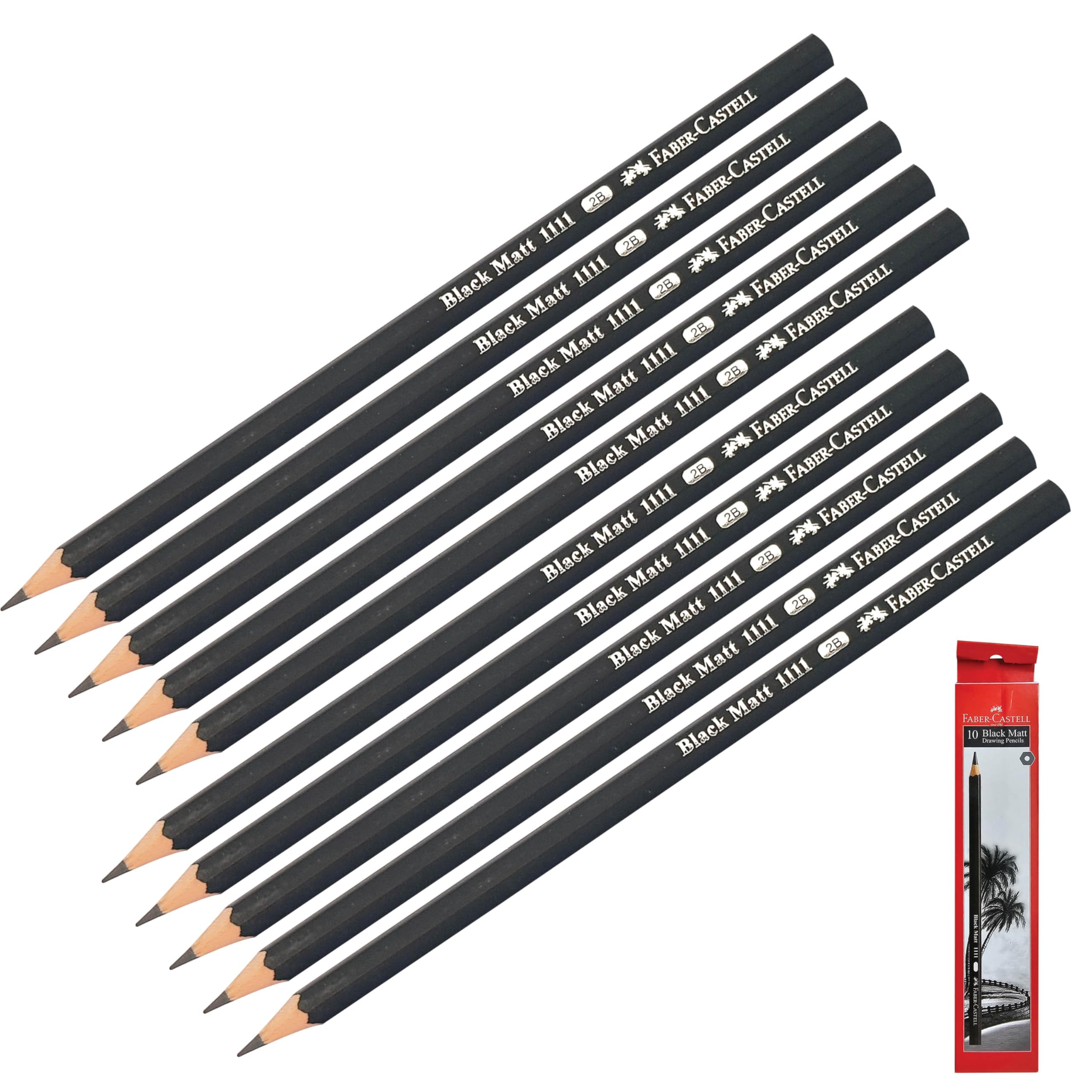 Faber-Castell Sketching Pencils, 2B Graded, Pack of 10, Professional Artists Drawing Graphite Lead Pencils, Perfect for Sketch Draw Shade Write Tone Draft