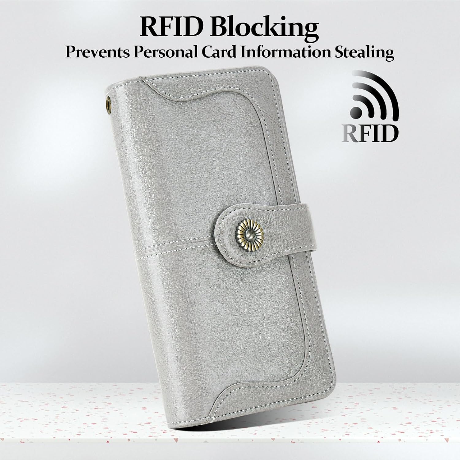 FALAN MULE Women Leather Wallet Large Capacity Bifold RFID Blocking Card Holder with Zipper Coin Pocket - Image 3