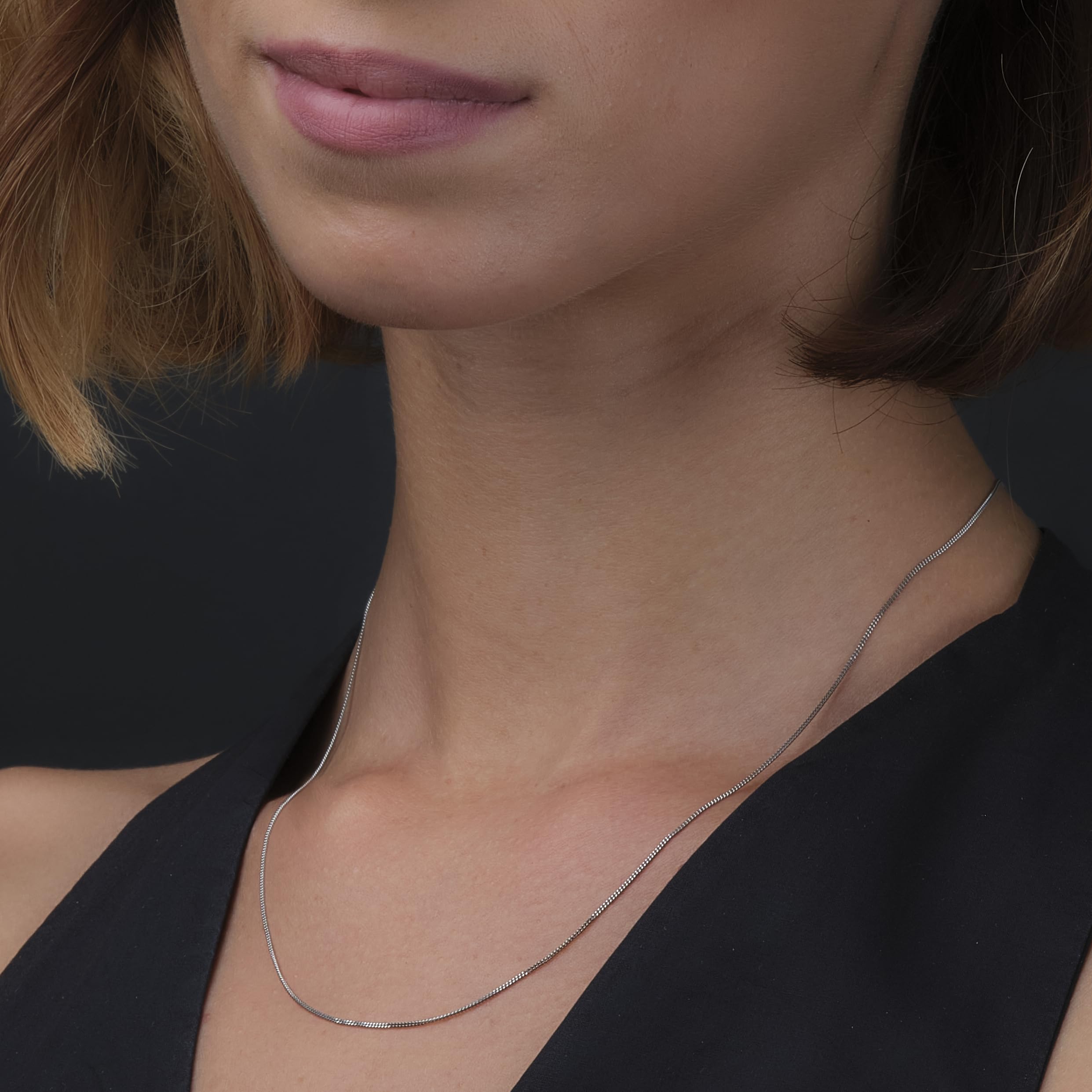 MIORE Halskette Damen, 9 Karat 375 Weißgold/Gelbgold, 1,5 mm Breite, Kette ohne Anhänger, Federringverschluss, Made in Italy, Panzerkette 45 cm, Schmuck Damen, geliefert in Schmuckbox